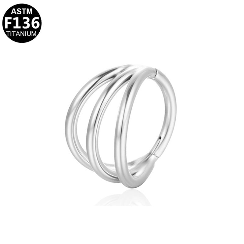 ASTM F136 Titanium 16G18G Triple Hoop Segment Clicker Hypoallergenic Piercing Jewelry