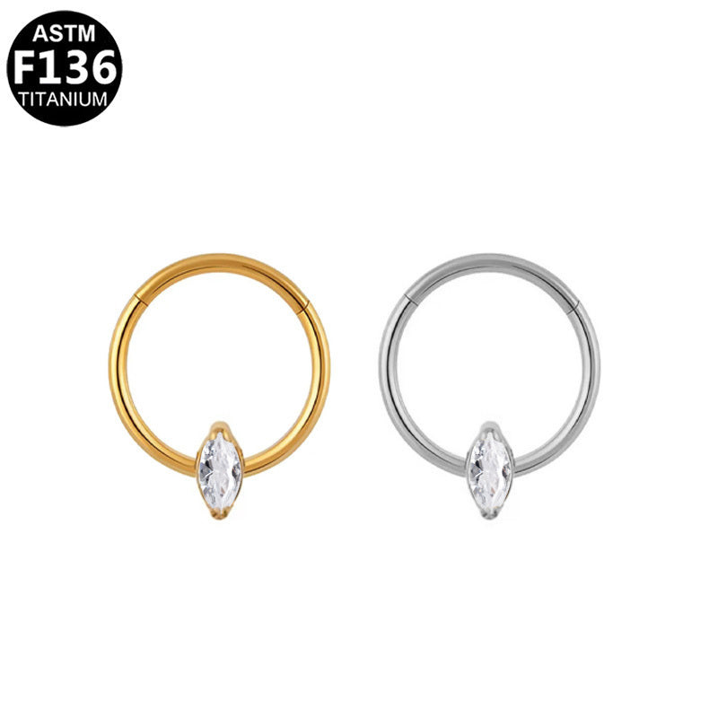 ASTM F136 Titanium 18G Segment Clicker Marquise CZ Hypoallergenic Piercing Jewelry