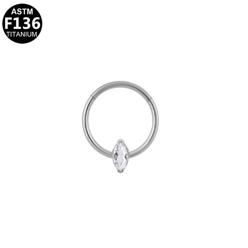 ASTM F136 Titanium 18G Segment Clicker Marquise CZ Hypoallergenic Piercing Jewelry