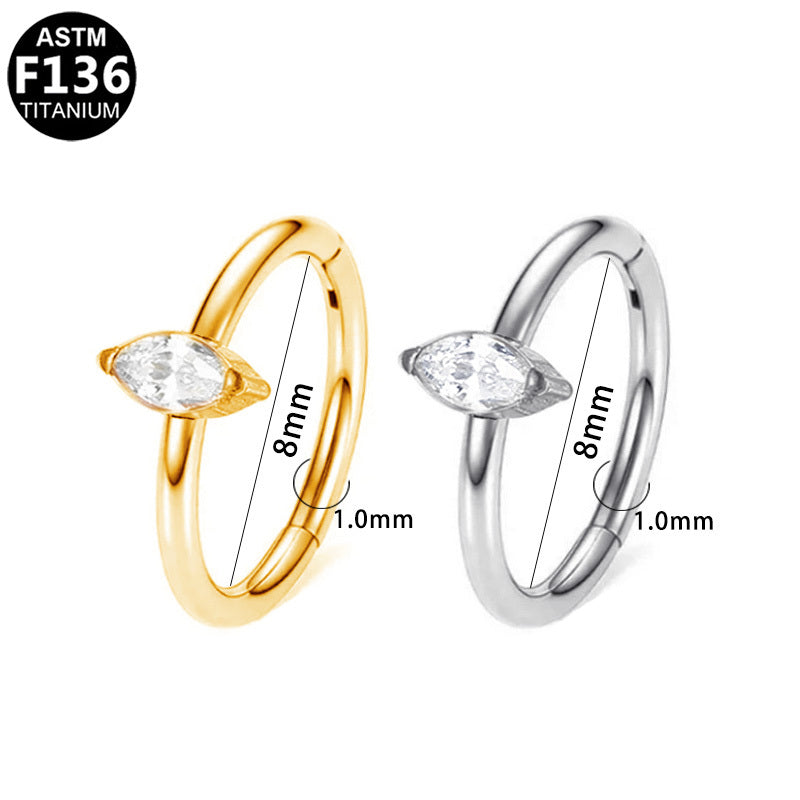 ASTM F136 Titanium 18G Marquise CZ Segment Clicker CZ Hypoallergenic Piercing Jewelry