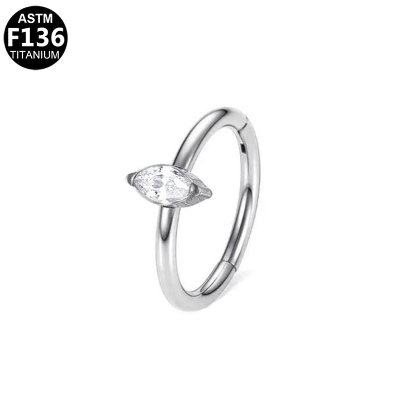 ASTM F136 Titanium 18G Marquise CZ Segment Clicker CZ Hypoallergenic Piercing Jewelry