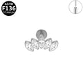 ASTM F136 Titanium 16G Marquise CZ Threadless Labret Hypoallergenic Piercing Jewelry