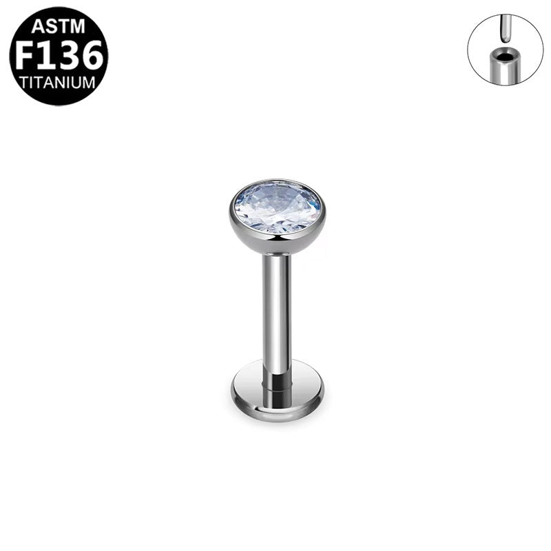 ASTM F136 Titanium 16G Basic CZ Threadless Labret Hypoallergenic Piercing Jewelry