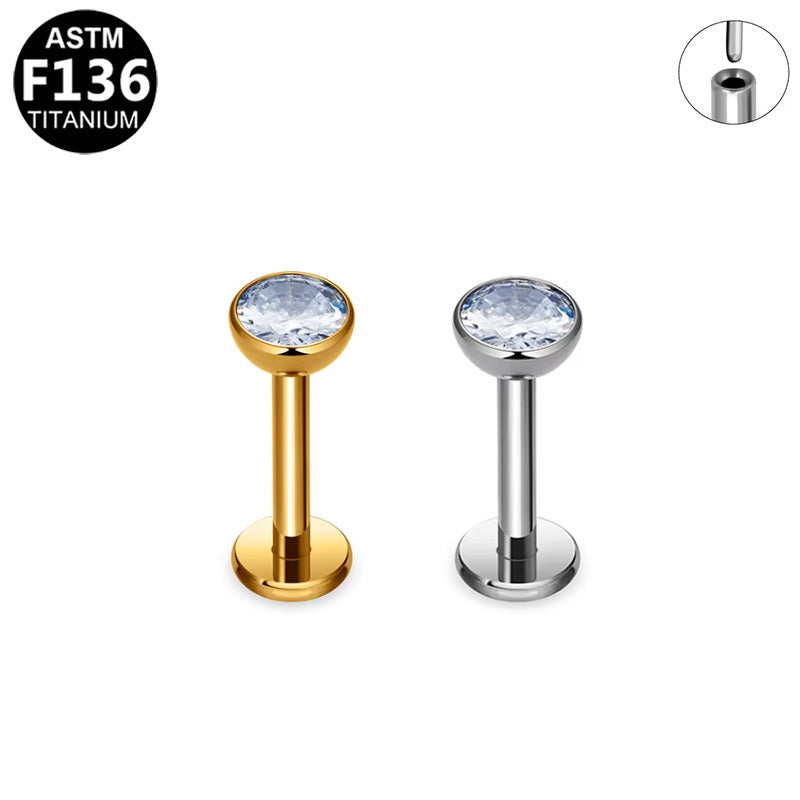 ASTM F136 Titanium 16G Basic CZ Threadless Labret Hypoallergenic Piercing Jewelry