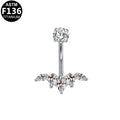 ASTM F136 Titanium 14G Marquise CZ Internal Thread Belly Button Ring Hypoallergenic Piercing Jewelry