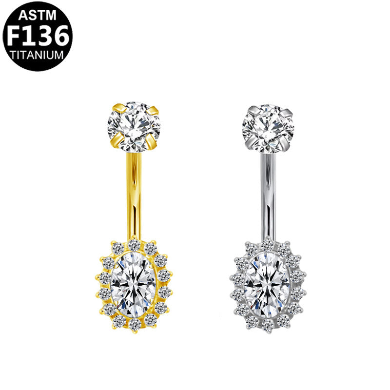 ASTM F136 Titanium 14G Internal Thread Belly Button Ring CZ Hypoallergenic Piercing Jewelry