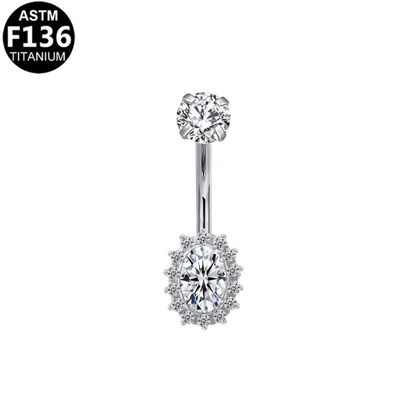 ASTM F136 Titanium 14G Internal Thread Belly Button Ring CZ Hypoallergenic Piercing Jewelry