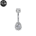 ASTM F136 Titanium 14G Teardrop Internal Thread Belly Button Ring CZ Hypoallergenic Piercing Jewelry