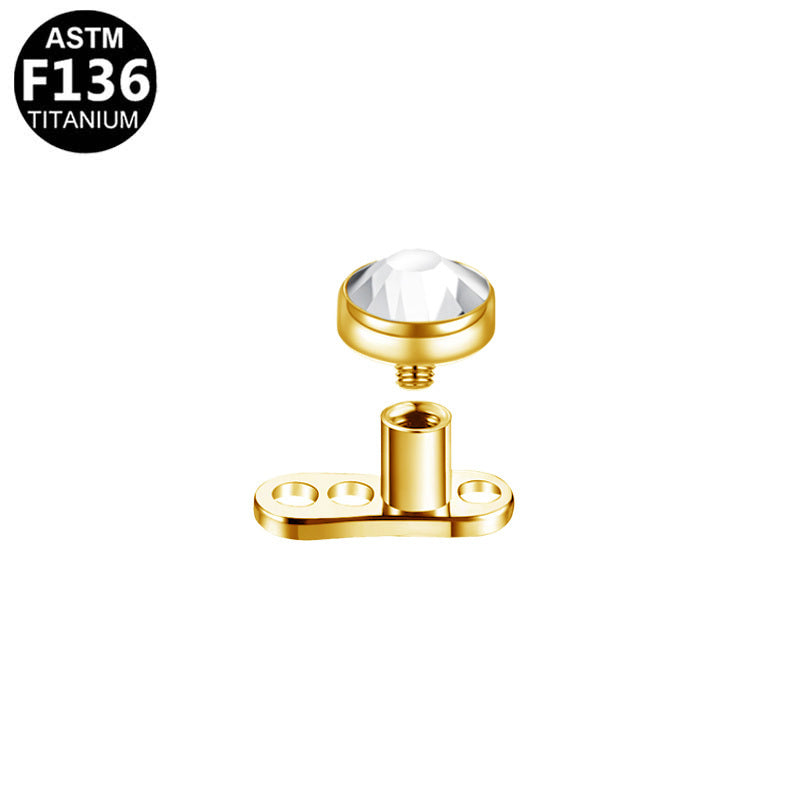 ASTM F136 Titanium 14G Internal Thread Dermal Anchor CZ Hypoallergenic Piercing Jewelry