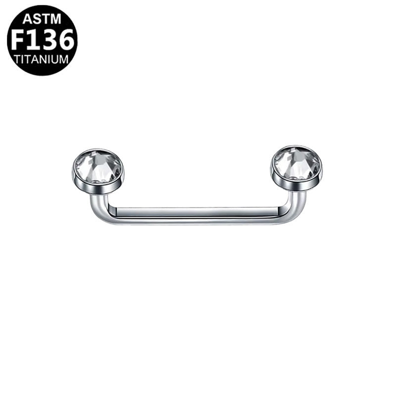 ASTM F136 Titanium 14G Curved Surface Barbell Internal Thread Dermal Anchor CZ Hypoallergenic Piercing Jewelry