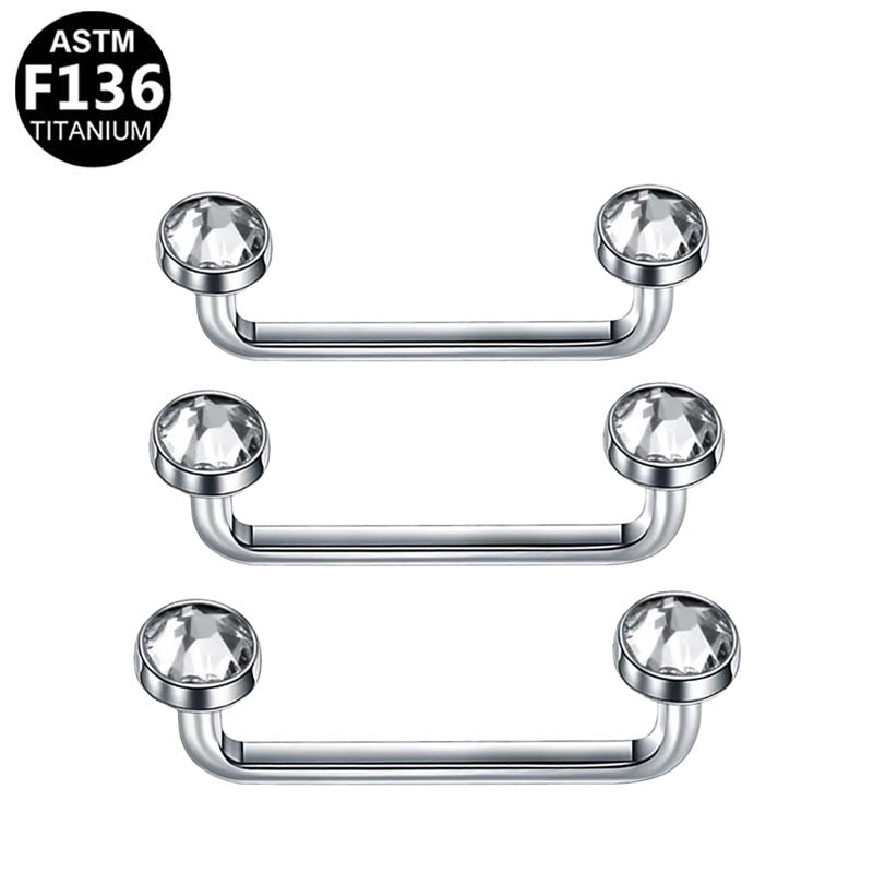 ASTM F136 Titanium 14G Curved Surface Barbell Internal Thread Dermal Anchor CZ Hypoallergenic Piercing Jewelry