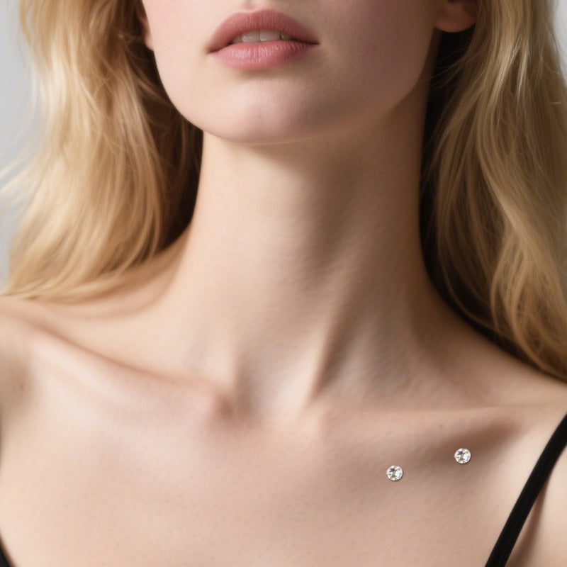 ASTM F136 Titanium 14G Curved Surface Barbell Internal Thread Dermal Anchor CZ Hypoallergenic Piercing Jewelry