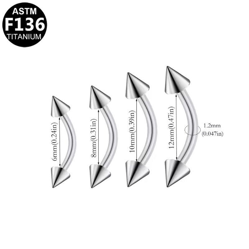 ASTM F136 Titanium 16G Spike Internal Thread Eyebrow Ring Hypoallergenic Piercing Jewelry