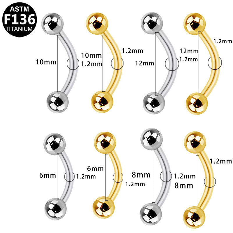 ASTM F136 Titanium 14G16G Basic Internal Thread Eyebrow Ring Hypoallergenic Piercing Jewelry