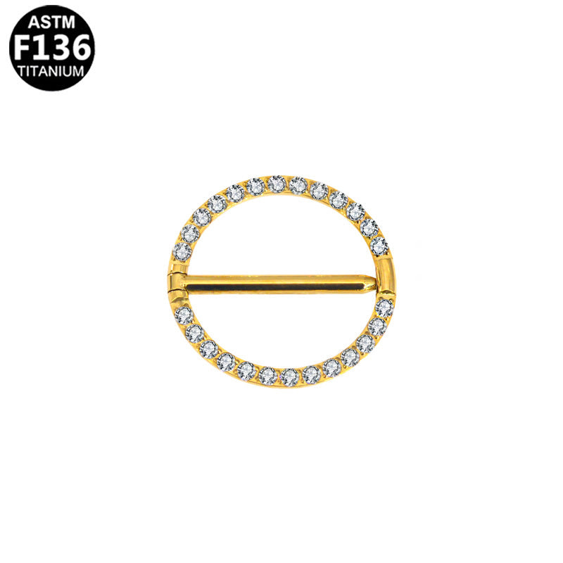 ASTM F136 Titanium 14G Minimalist Circle Nipple Ring CZ Hypoallergenic Piercing Jewelry
