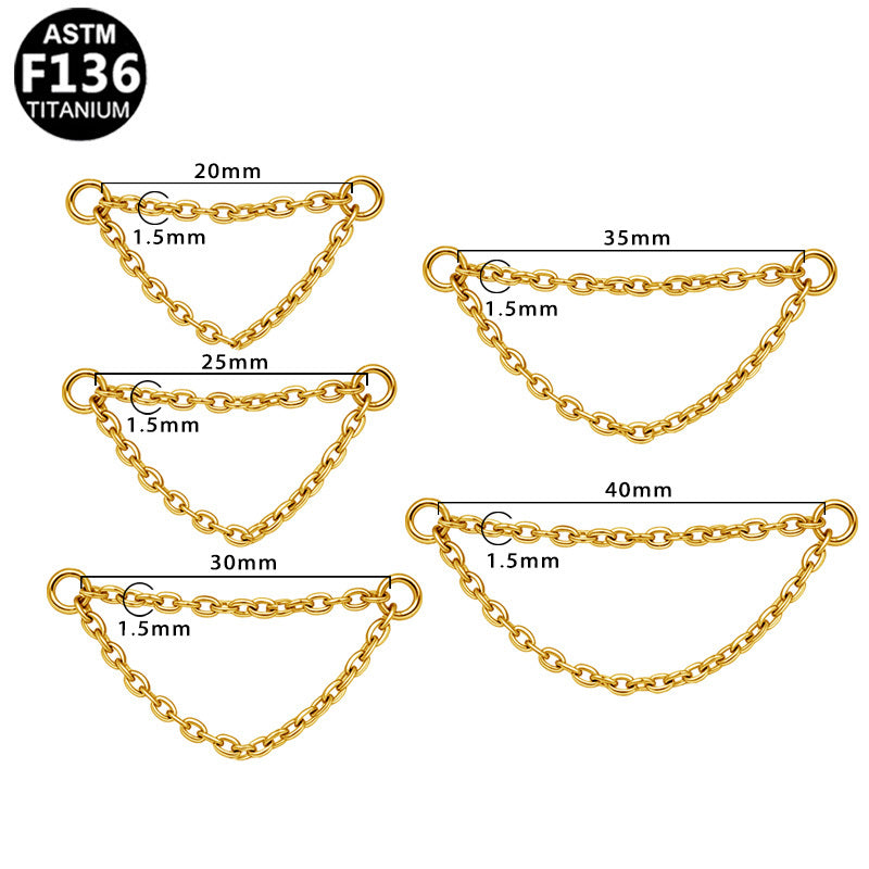ASTM F136 Titanium Double Chain Hypoallergenic Implant Grade Titanium Piercing Jewelry