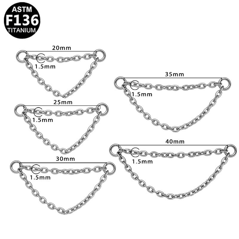 ASTM F136 Titanium Double Chain Hypoallergenic Implant Grade Titanium Piercing Jewelry