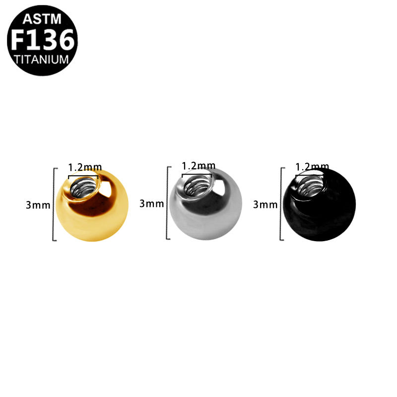 ASTM F136 Titanium Top Part External Threaded Ball Hypoallergenic Piercing Jewelry