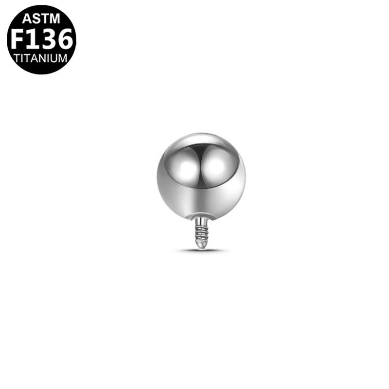 ASTM F136 Titanium Top Part Internal Threaded Ball Hypoallergenic Piercing Jewelry