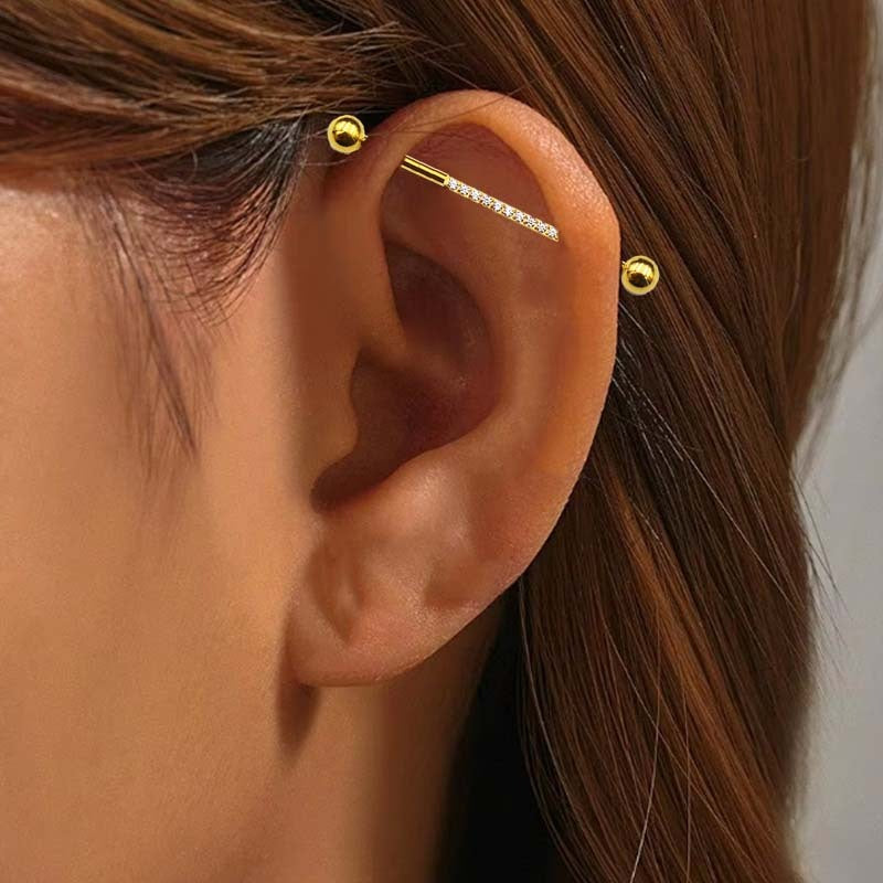 ASTM F136 Titanium 14G External Thread Industrial Barbell CZ Hypoallergenic Piercing Jewelry
