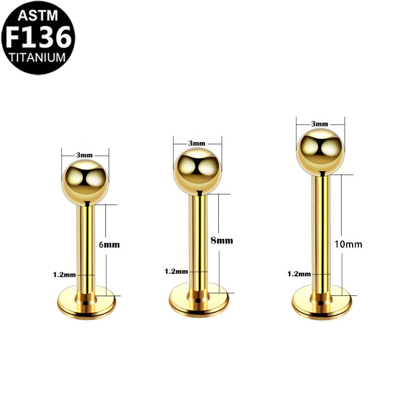 ASTM F136 Titanium 14G 16G External Thread Flat Back Stud Hypoallergenic Piercing Jewelry