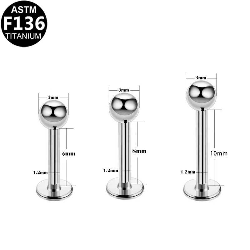 ASTM F136 Titanium 14G 16G External Thread Flat Back Stud Hypoallergenic Piercing Jewelry