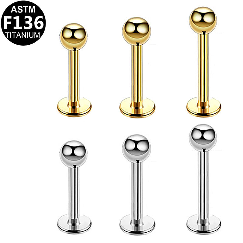 ASTM F136 Titanium 14G 16G External Thread Flat Back Stud Hypoallergenic Piercing Jewelry