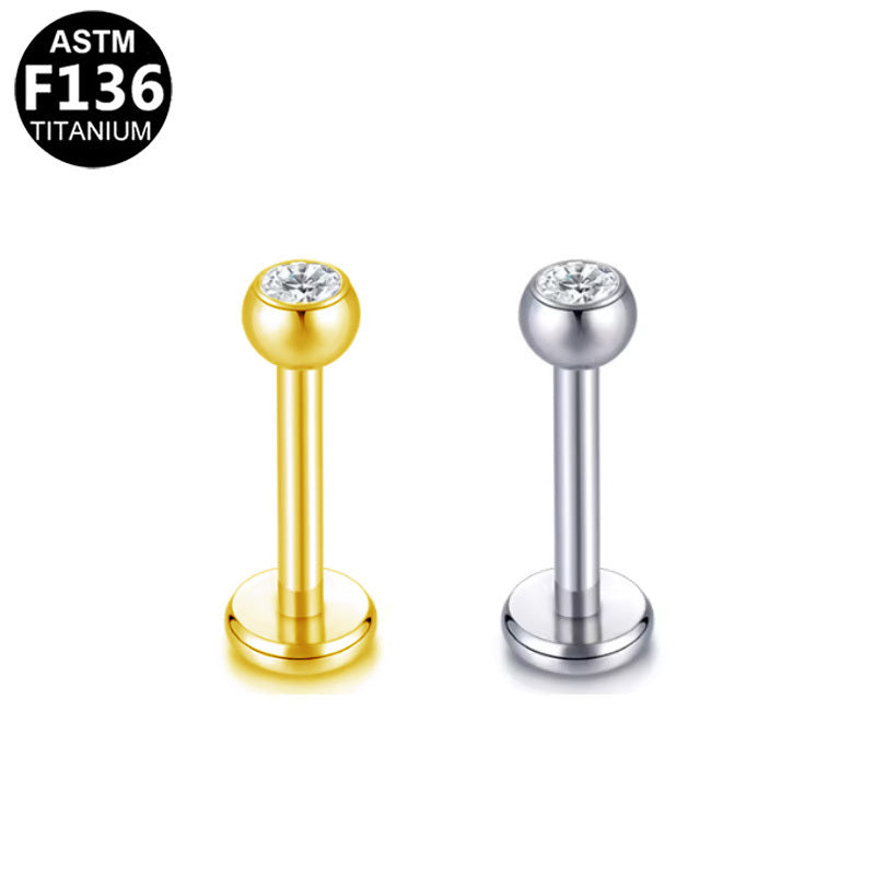 ASTM F136 Titanium 16G External Thread Flat Back Stud with CZ Hypoallergenic Piercing Jewelry
