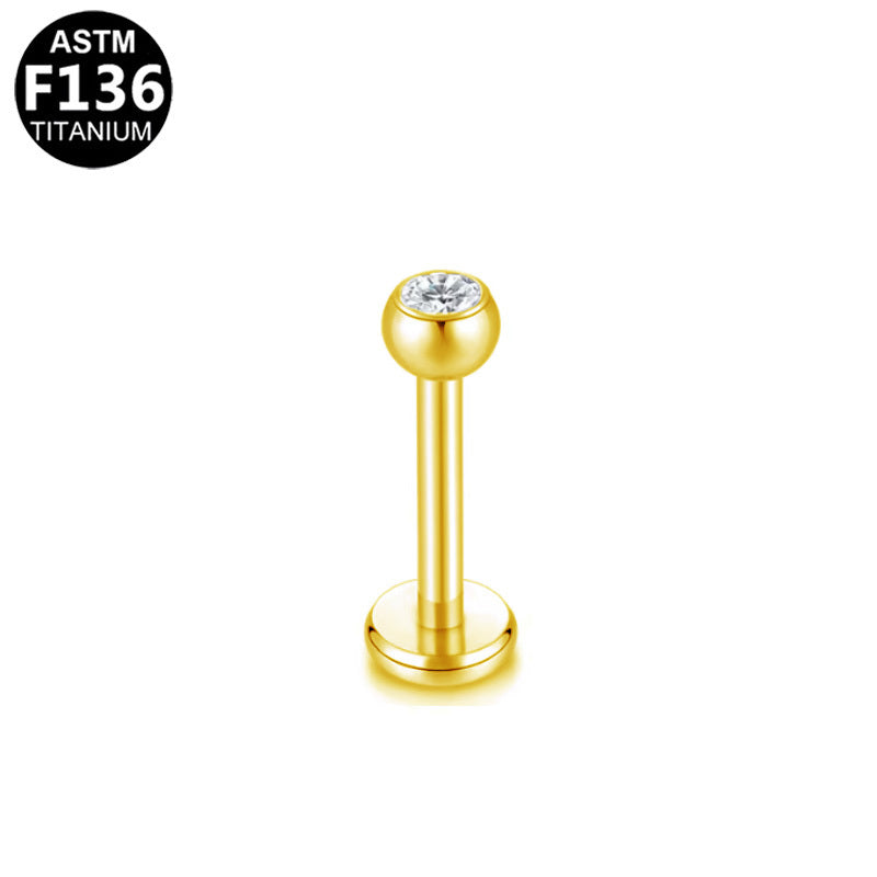 ASTM F136 Titanium 16G External Thread Flat Back Stud with CZ Hypoallergenic Piercing Jewelry