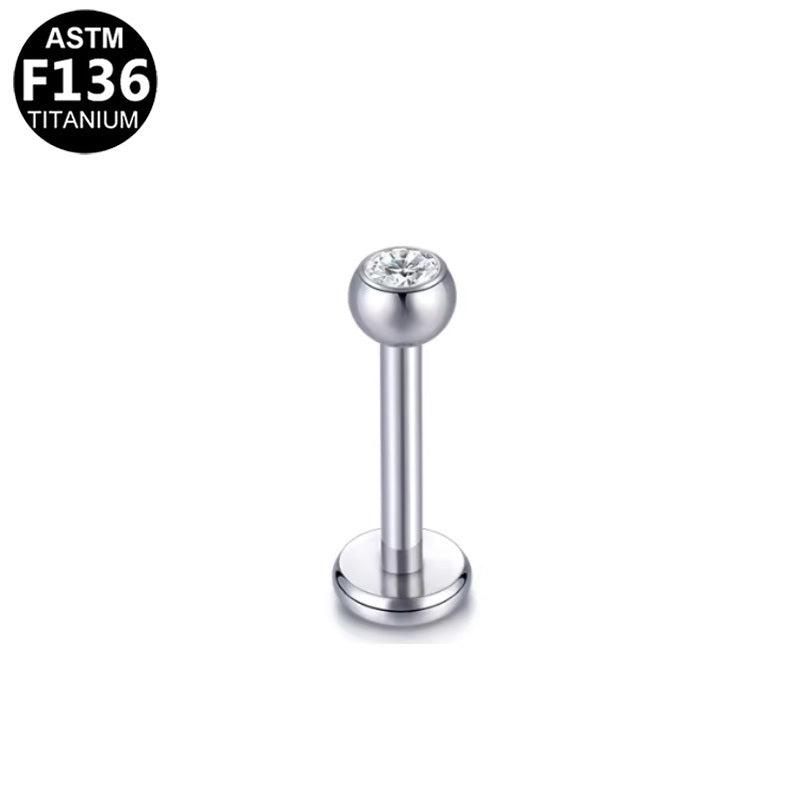 ASTM F136 Titanium 16G External Thread Flat Back Stud with CZ Hypoallergenic Piercing Jewelry