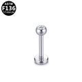 ASTM F136 Titanium 16G External Thread Flat Back Stud with CZ Hypoallergenic Piercing Jewelry