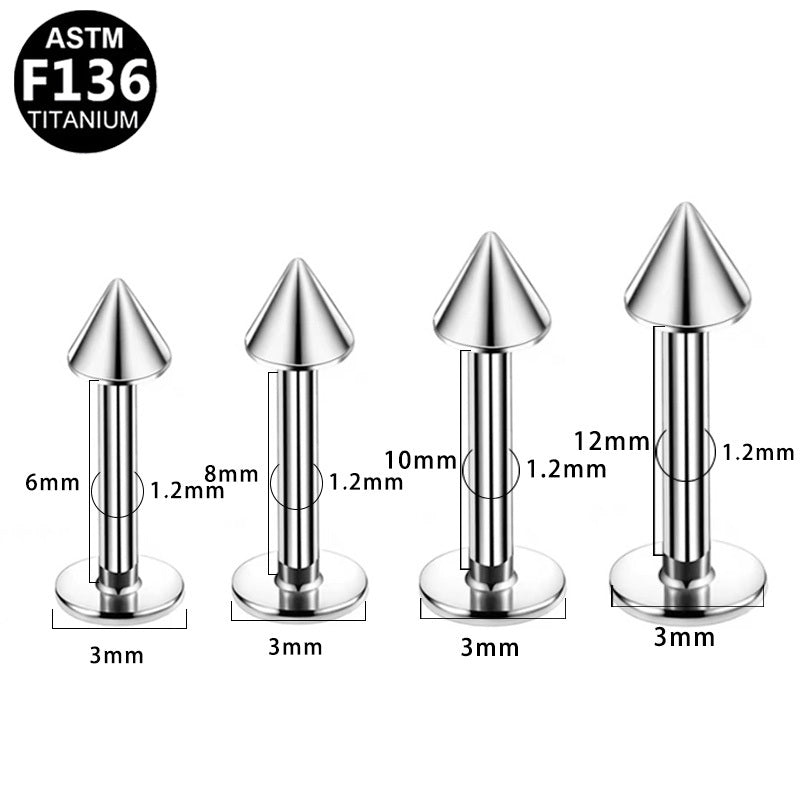 ASTM F136 Titanium 16G Cone Top External Thread Flat Back Stud Hypoallergenic Piercing Jewelry
