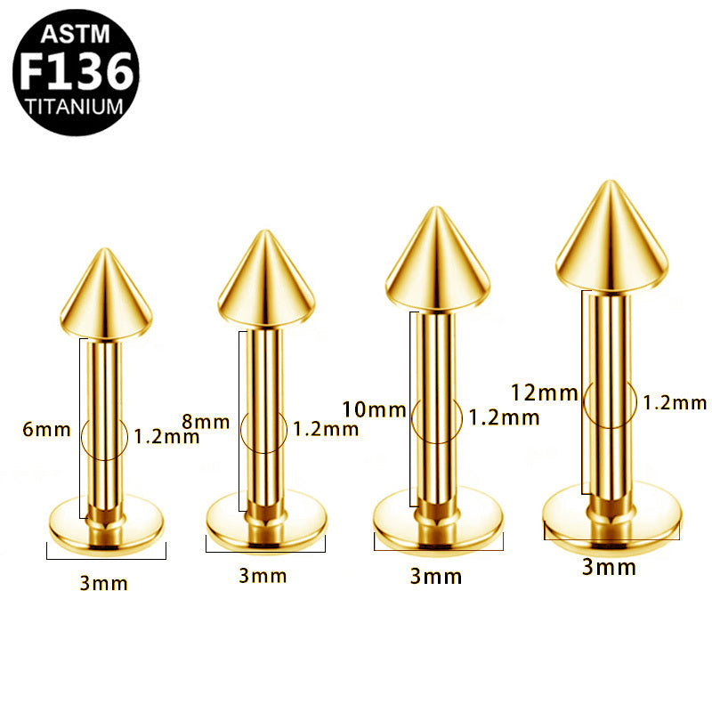 ASTM F136 Titanium 16G Cone Top External Thread Flat Back Stud Hypoallergenic Piercing Jewelry