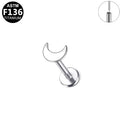 ASTM F136 Titanium 16G18G Moon Threadless Labret Hypoallergenic Piercing Jewelry