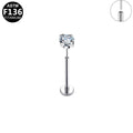 ASTM F136 Titanium 16G 18G 20G CZ Threadless Labret Hypoallergenic Piercing Jewelry