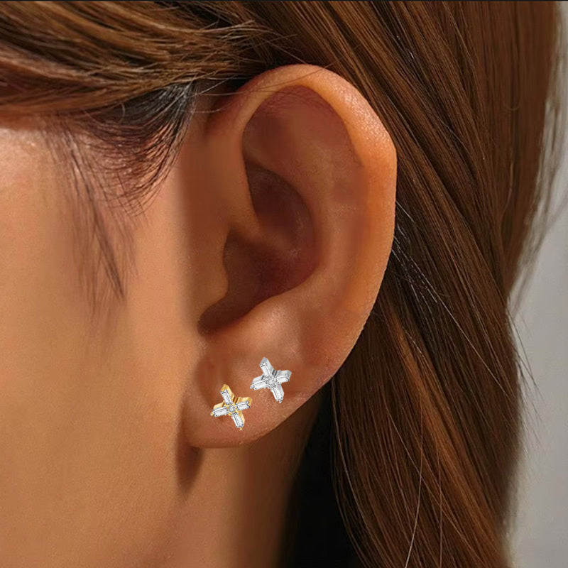 ASTM F136 Titanium 16G Cross CZ Threadless Labret Hypoallergenic Piercing Jewelry
