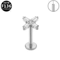 ASTM F136 Titanium 16G Cross CZ Threadless Labret Hypoallergenic Piercing Jewelry