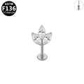 ASTM F136 Titanium 16G Marquise CZ Leaf Threadless Labret Hypoallergenic Piercing Jewelry