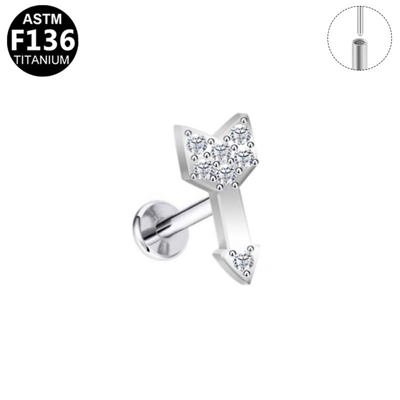 ASTM F136 Titanium 16G Arrow Threadless Labret Implant Grade Piercing Jewelry for Helix,Flat,Conch