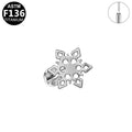 ASTM F136 Titanium 16G Geometric Snowflake Threadless Labret Implant Grade Piercing Jewelry for Helix, Flat, Conch
