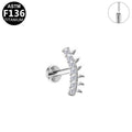 ASTM F136 Titanium 16G Spiked Curved Bar CZ Threadless Labret Implant Grade Piercing Jewelry for Helix, Flat, Conch
