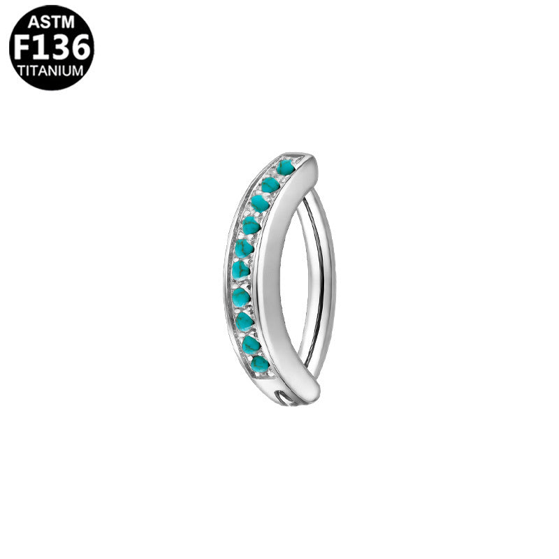 ASTM F136 Titanium 14G Turquoise Belly Button Clicker Implant Grade Piercing Jewelry for Women