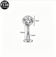 ASTM F136 Titanium 14G CZ Threadless Belly Button Ring Comfortable Flat Disc Top Navel Piercing Implant Grade Jewelry
