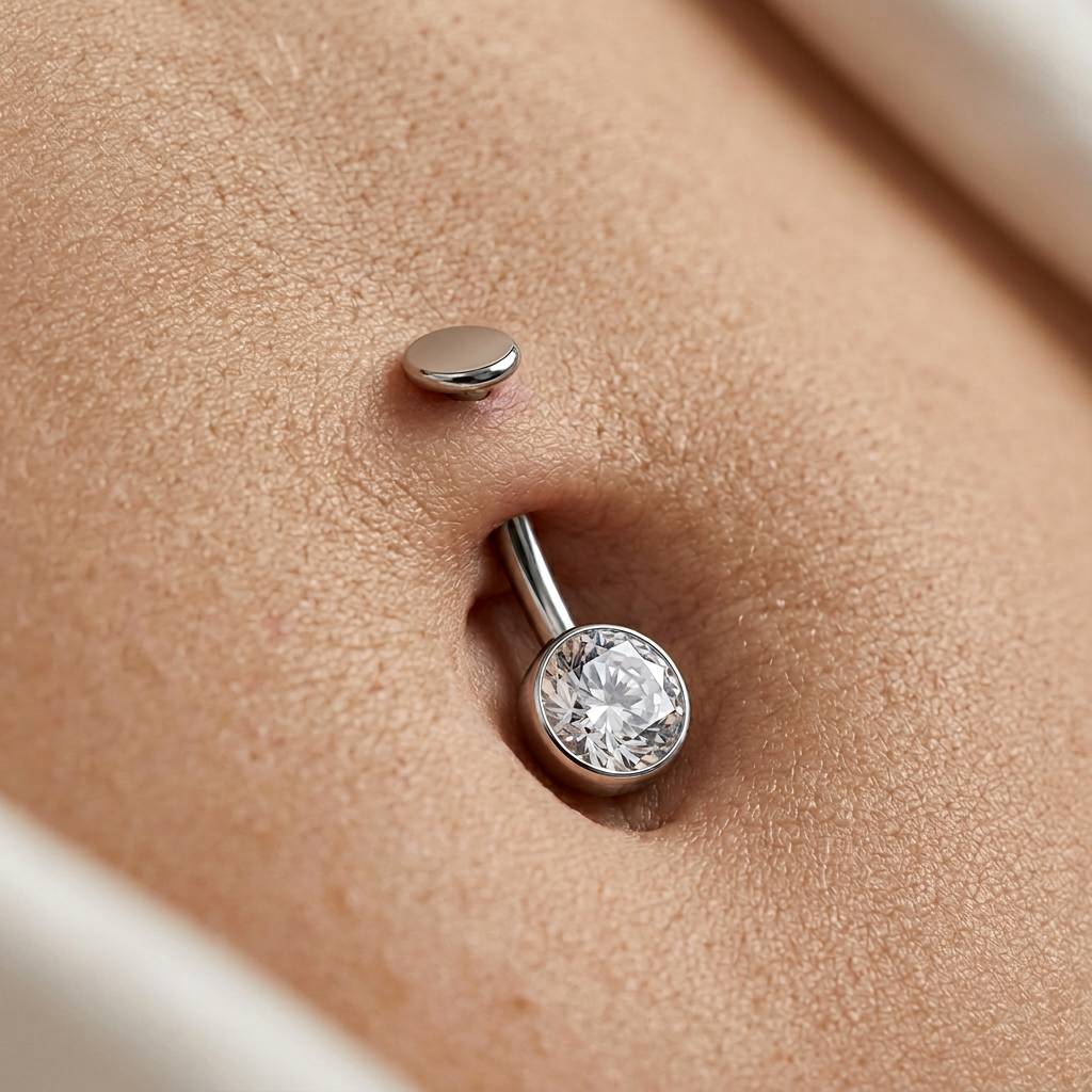 ASTM F136 Titanium 14G CZ Threadless Belly Button Ring Comfortable Flat Disc Top Navel Piercing Implant Grade Jewelry