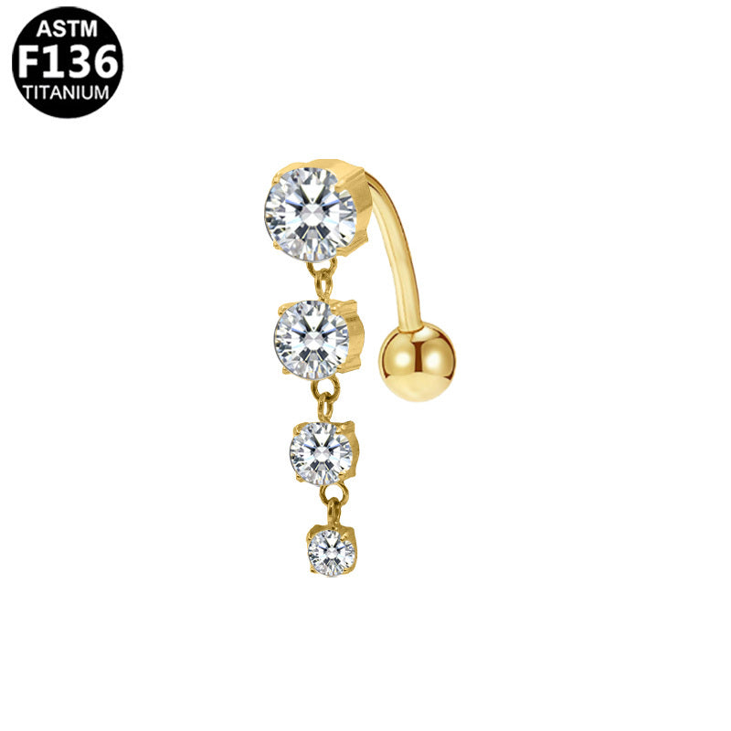 ASTM F136 Titanium 14G CZ Internal Thread Belly Button Ring Pave Bridge Shield Implant Grade Piercing Jewelry