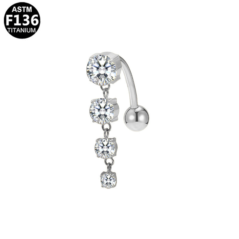 ASTM F136 Titanium 14G CZ Internal Thread Belly Button Ring Pave Bridge Shield Implant Grade Piercing Jewelry