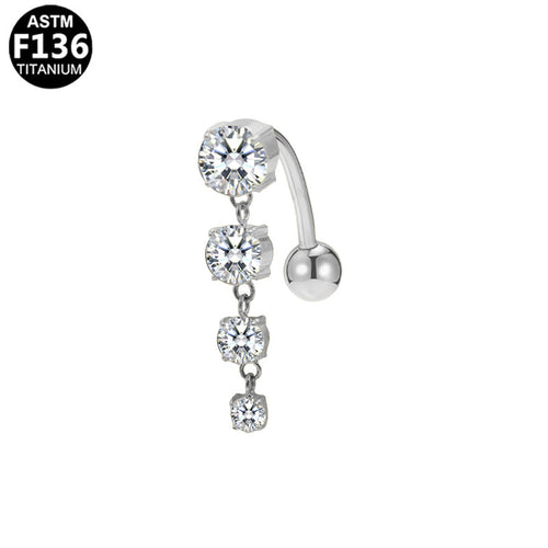 ASTM F136 Titanium 14G CZ Internal Thread Belly Button Ring Pave Bridge Shield Implant Grade Piercing Jewelry