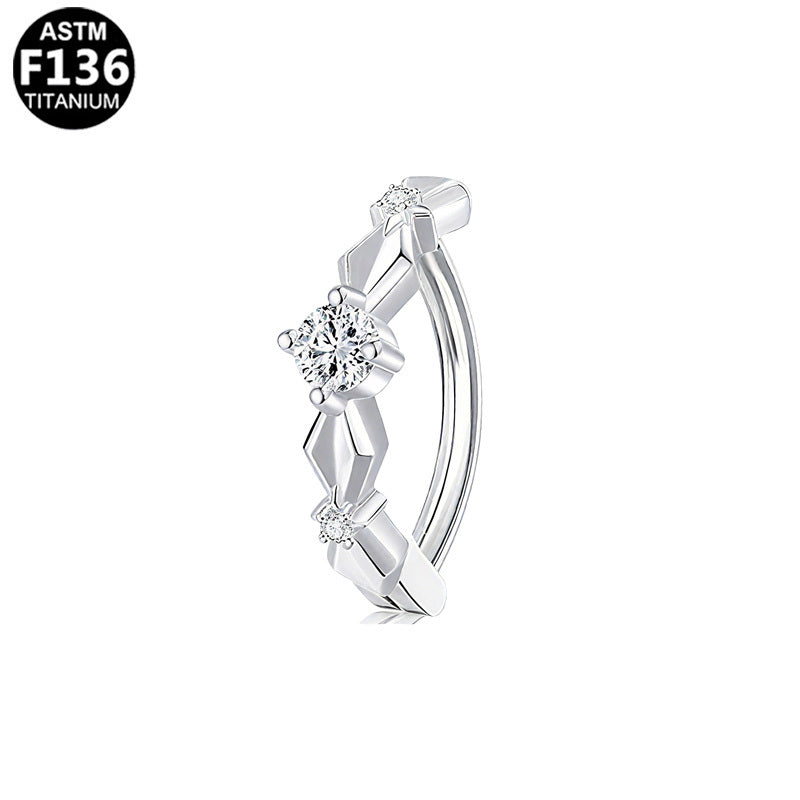 ASTM F136 Titanium 14G Geometric Rhombus Shield Belly Button Clicker Implant Grade Piercing Jewelry