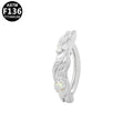 ASTM F136 Titanium 14G Feather Belly Button Clicker Opal & CZ Floral Implant Grade Piercing Jewelry