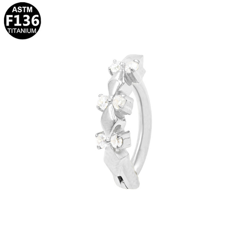 ASTM F136 Titanium 14G Bow Rhombus Pave CZ Belly Button Clicker Implant Grade Piercing Jewelry